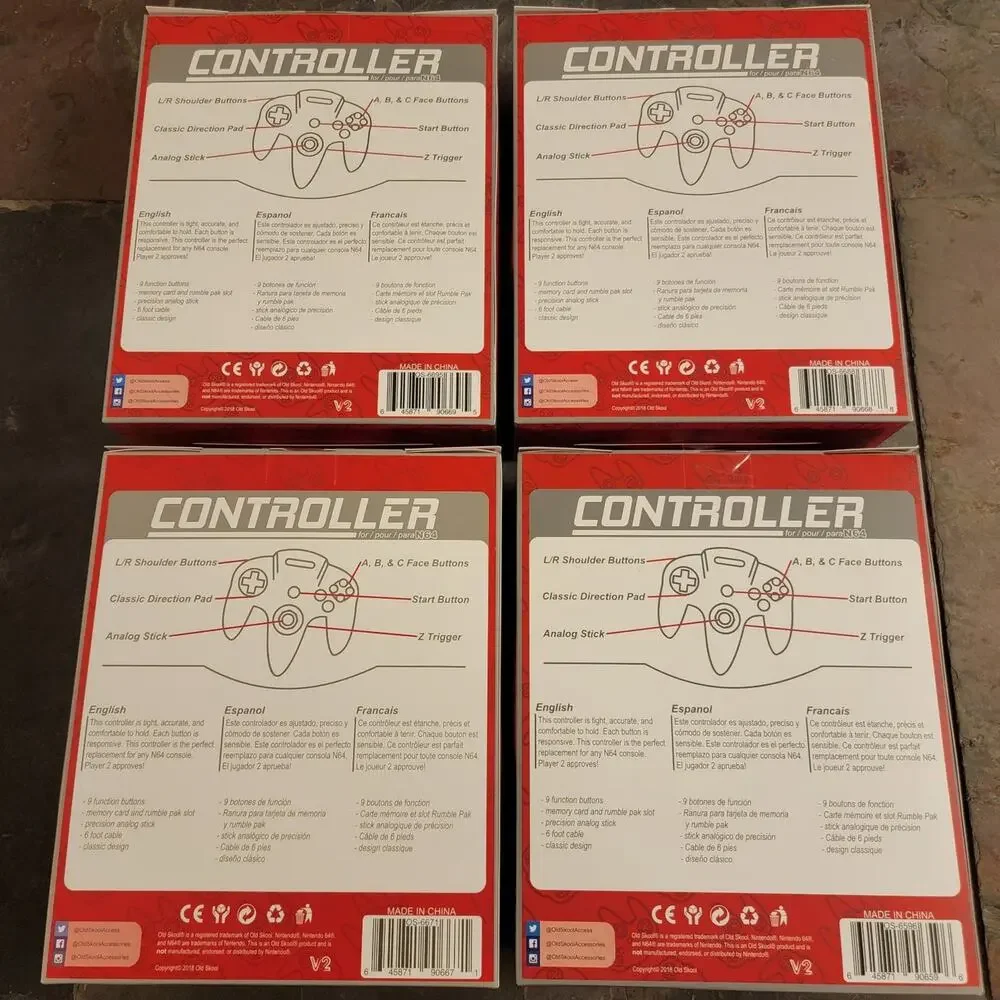 4 N64 Controllers - 4 Colors Bundle (NEW) - Nintendo64 - Old Skool